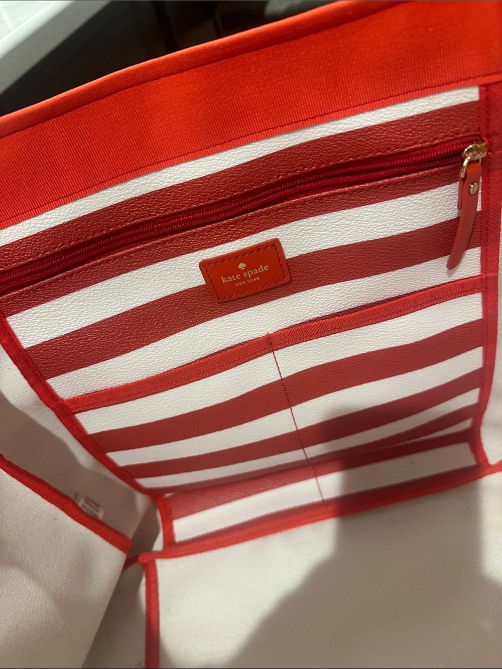 Kate Spade Red and white large tote bag